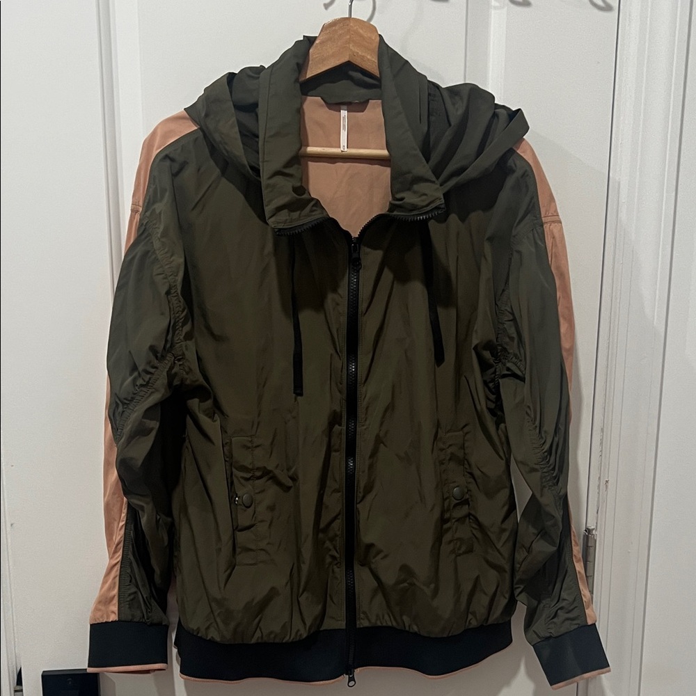 Free People Highline Bomber Jacket Army Green‎ and Pink Size Medium